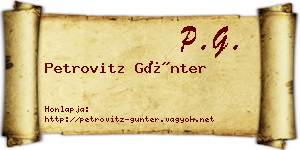 Petrovitz Günter névjegykártya